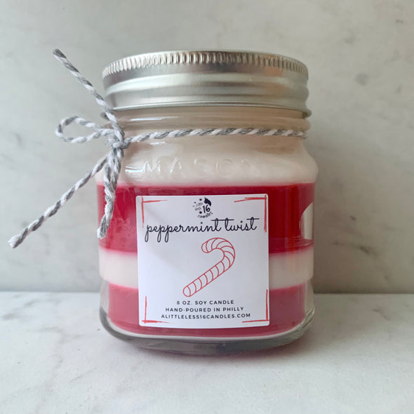 Peppermint Twist 8 oz. Soy Candle - A Little Less 16 Candles